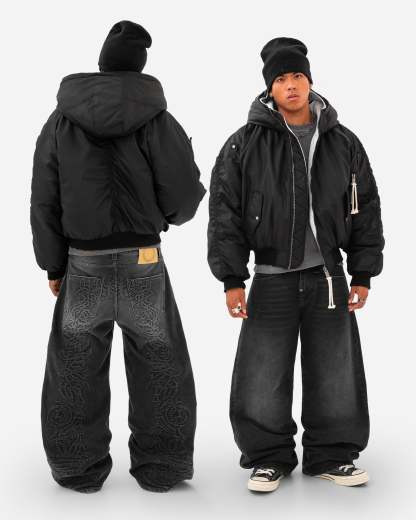 REAVEN BLACK FUR BOMBER JACKET-Coordom