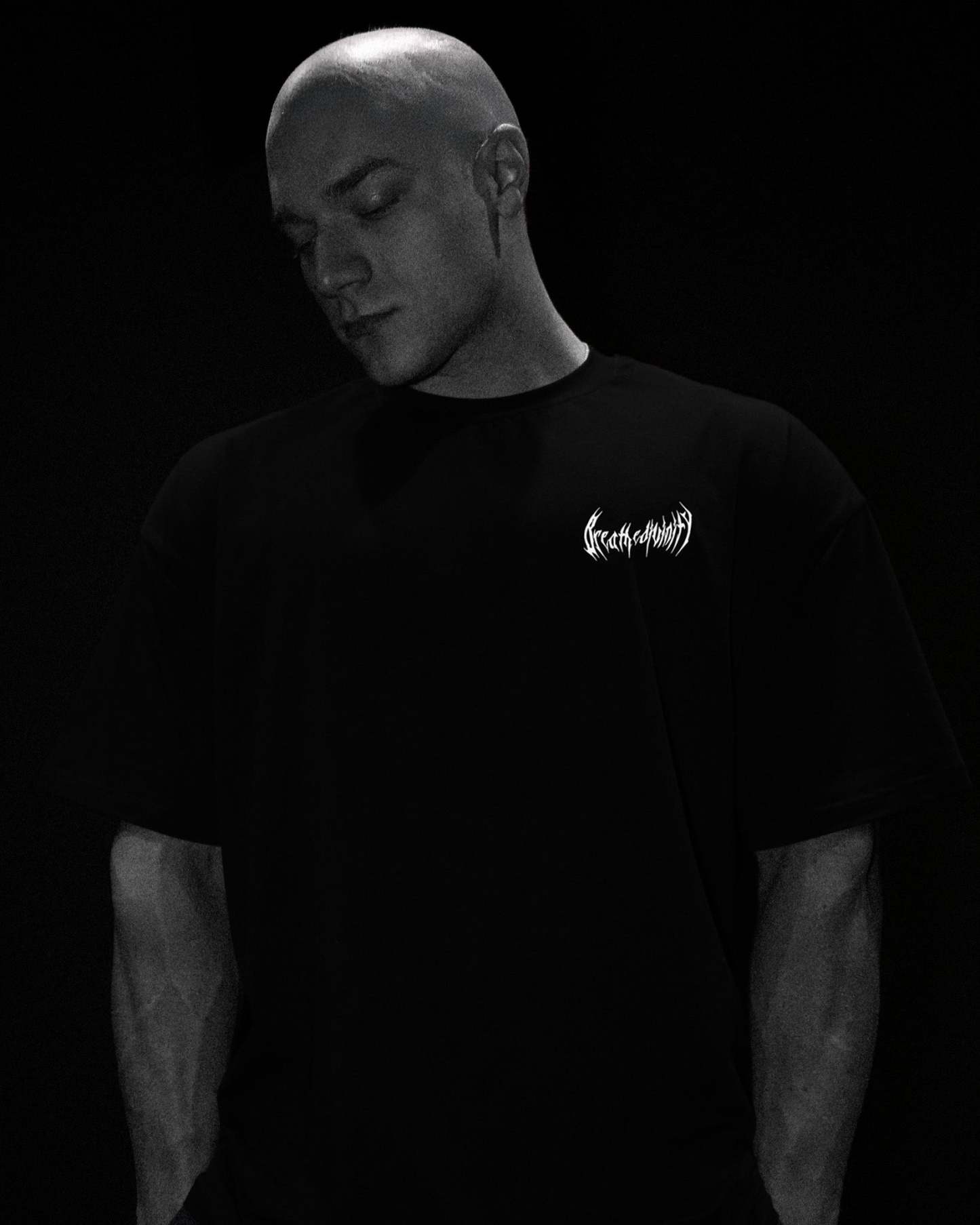 Elegant Box Logo Oversized Lightweight T-shirt [VOID BLACK]-Coordom
