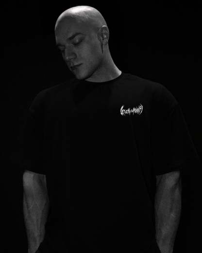 Elegant Box Logo Oversized Lightweight T-shirt [VOID BLACK]-Coordom
