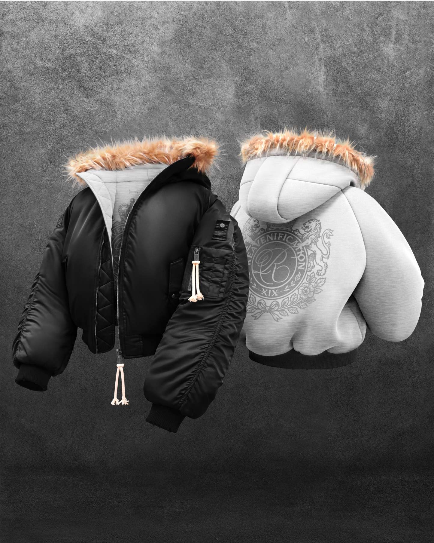 REAVEN BLACK FUR BOMBER JACKET-Coordom