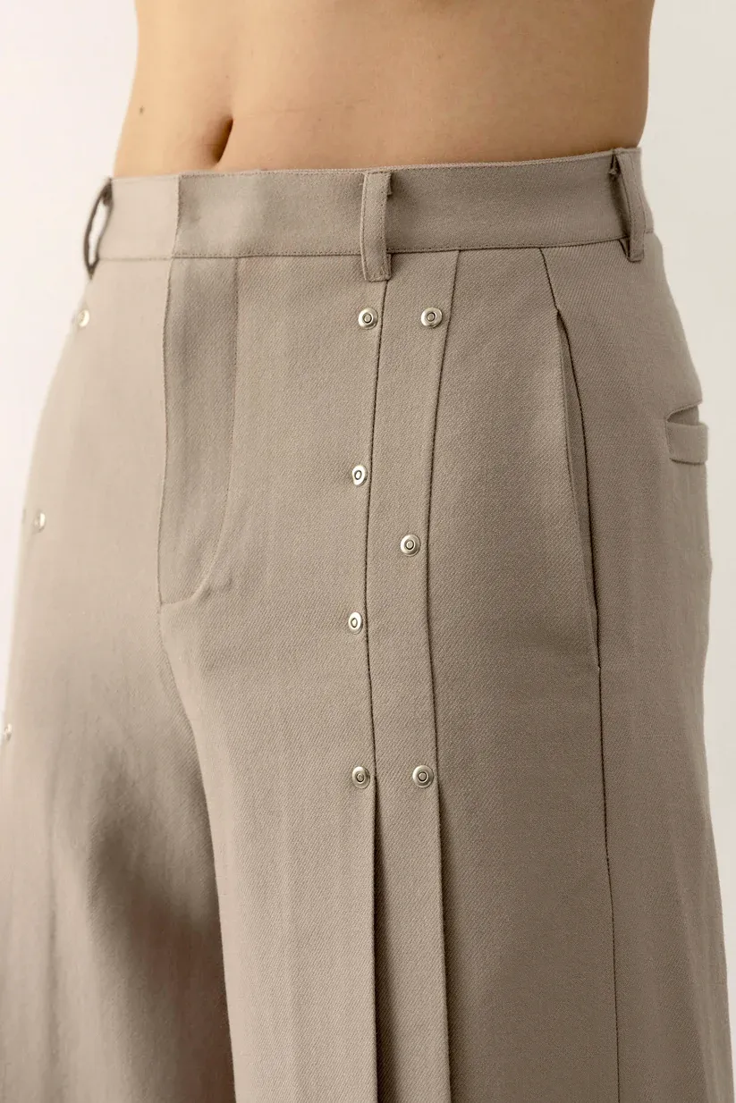 PLEATED RIVET PANTS-Coordom