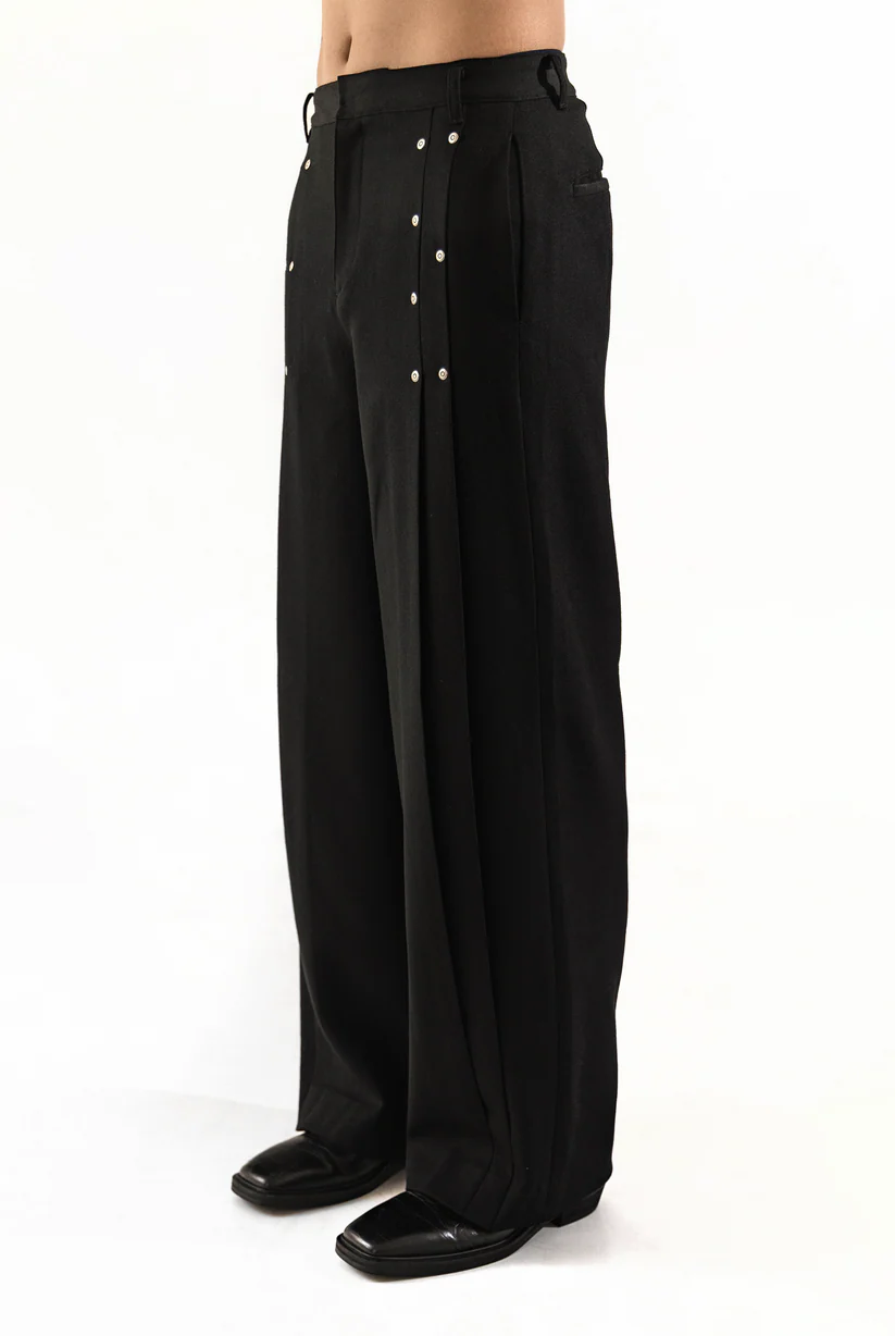 PLEATED RIVET PANTS-Coordom