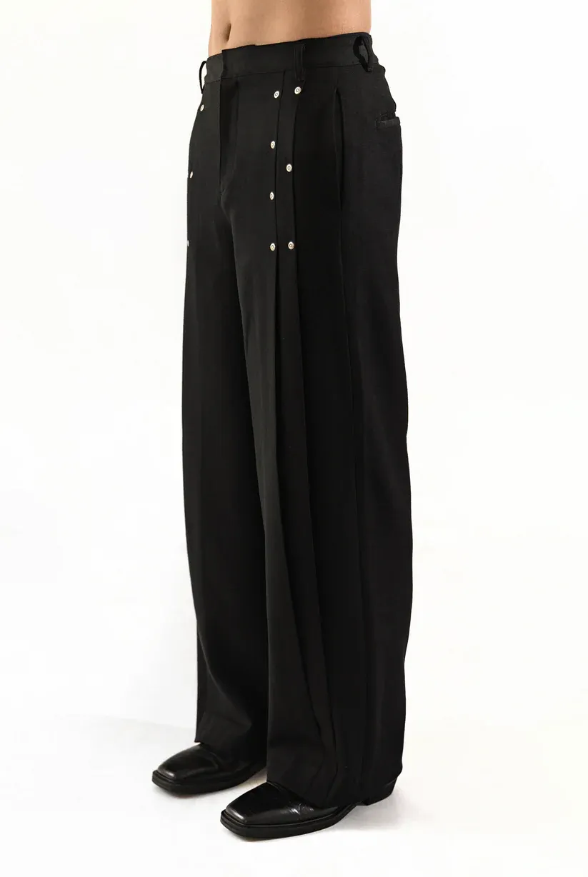 PLEATED RIVET PANTS-Coordom