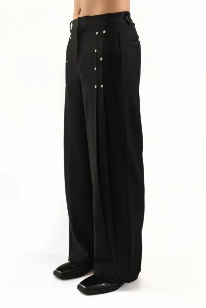 PLEATED RIVET PANTS-Coordom