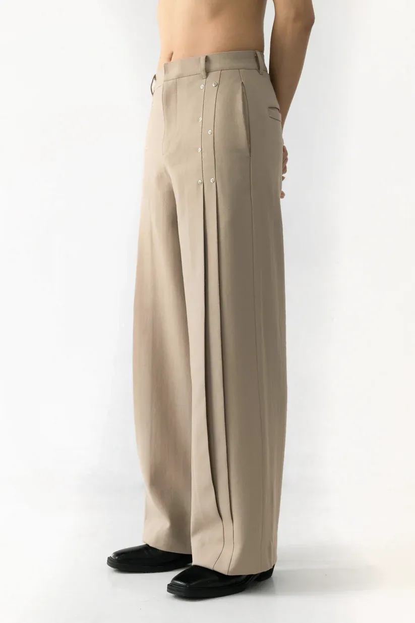 PLEATED RIVET PANTS-Coordom
