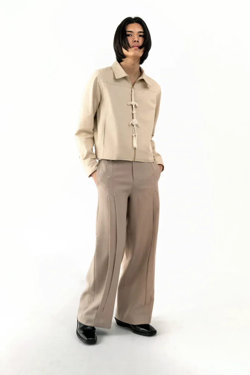 PLEATED RIVET PANTS-Coordom