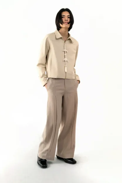PLEATED RIVET PANTS-Coordom