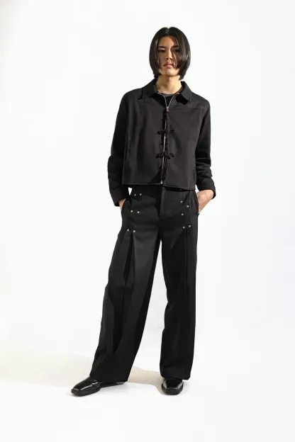 PLEATED RIVET PANTS-Coordom