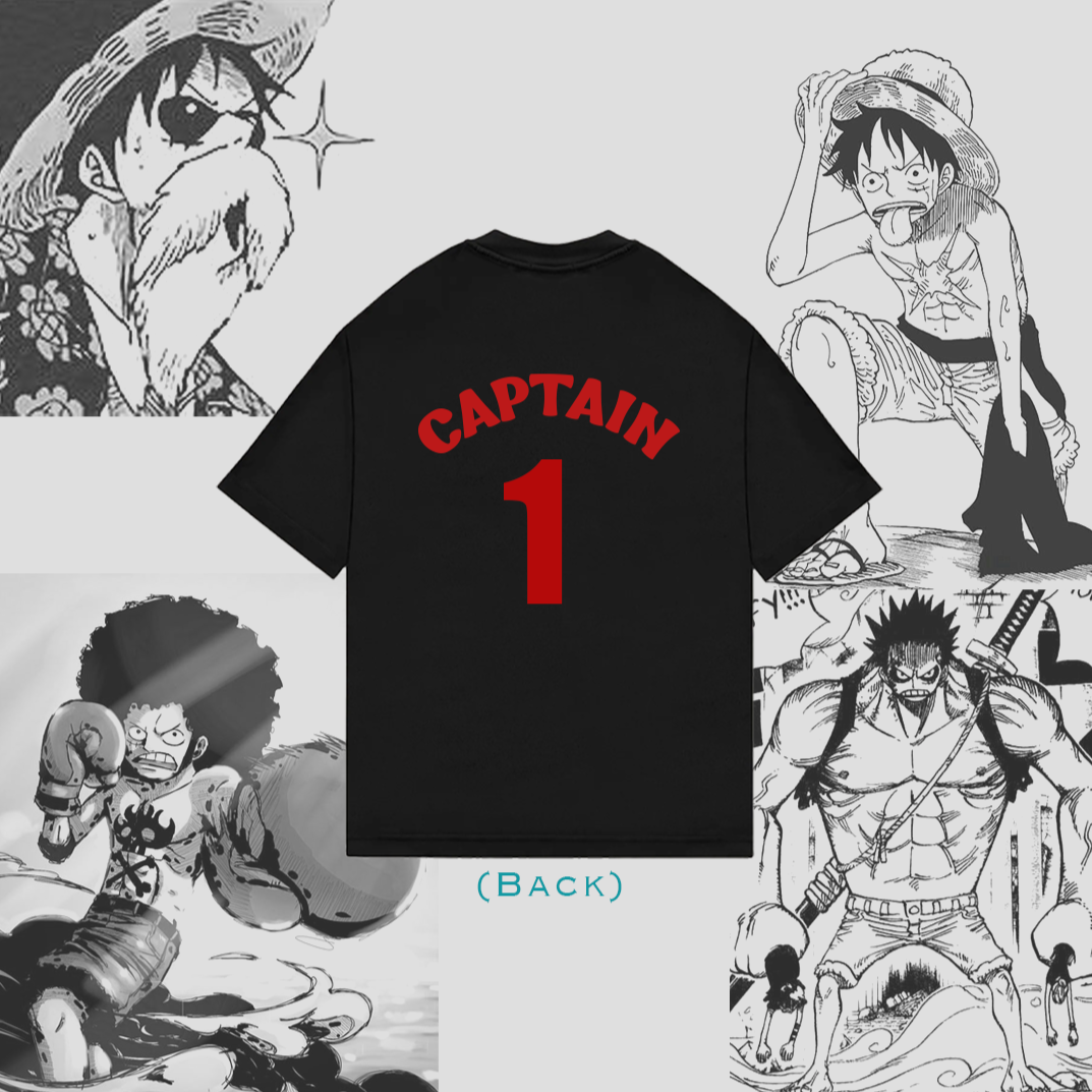 Captain 4-Panel Black Oversized Tee-Coordom