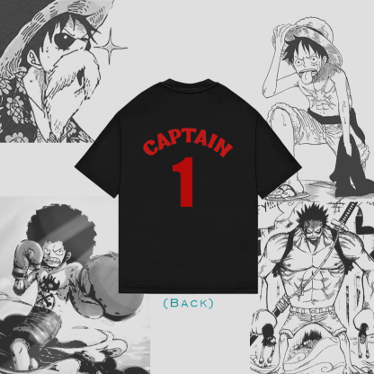 Captain 4-Panel Black Oversized Tee-Coordom