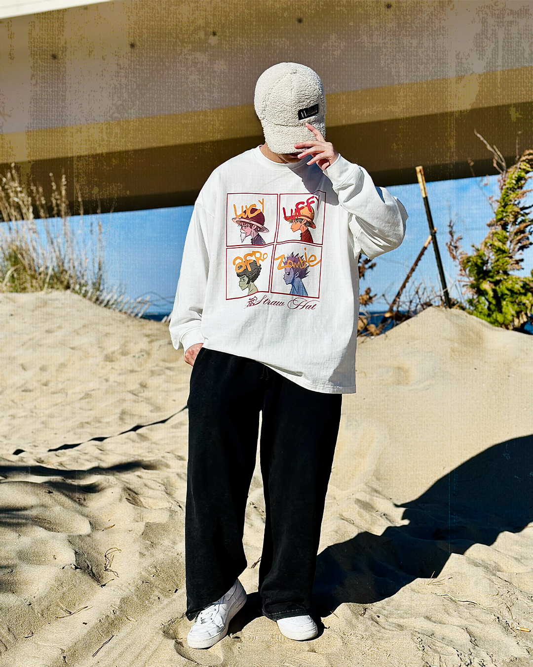 Captain 4-Panel White Long Sleeve-Coordom