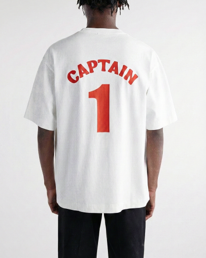 Captain 4-Panel White Oversized Tee-Coordom