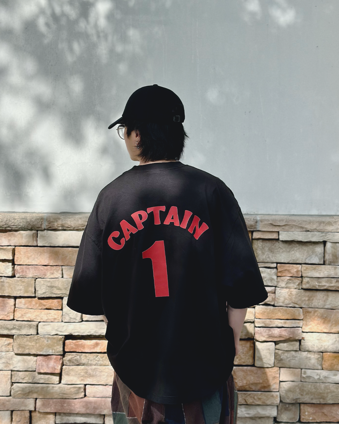 Captain 4-Panel Black Oversized Tee-Coordom