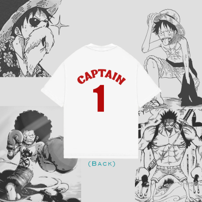 Captain 4-Panel White Oversized Tee-Coordom