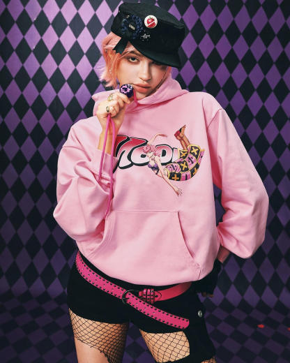 JOJO  Accent Drawstring Print Hoodie-Coordom