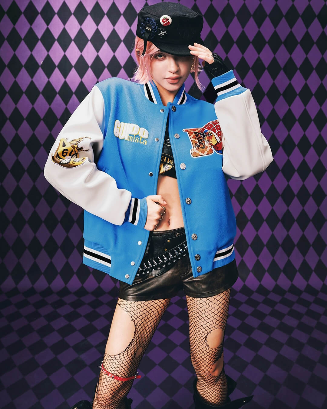 JOJO  Embroidered Patch Varsity Jacket-Coordom