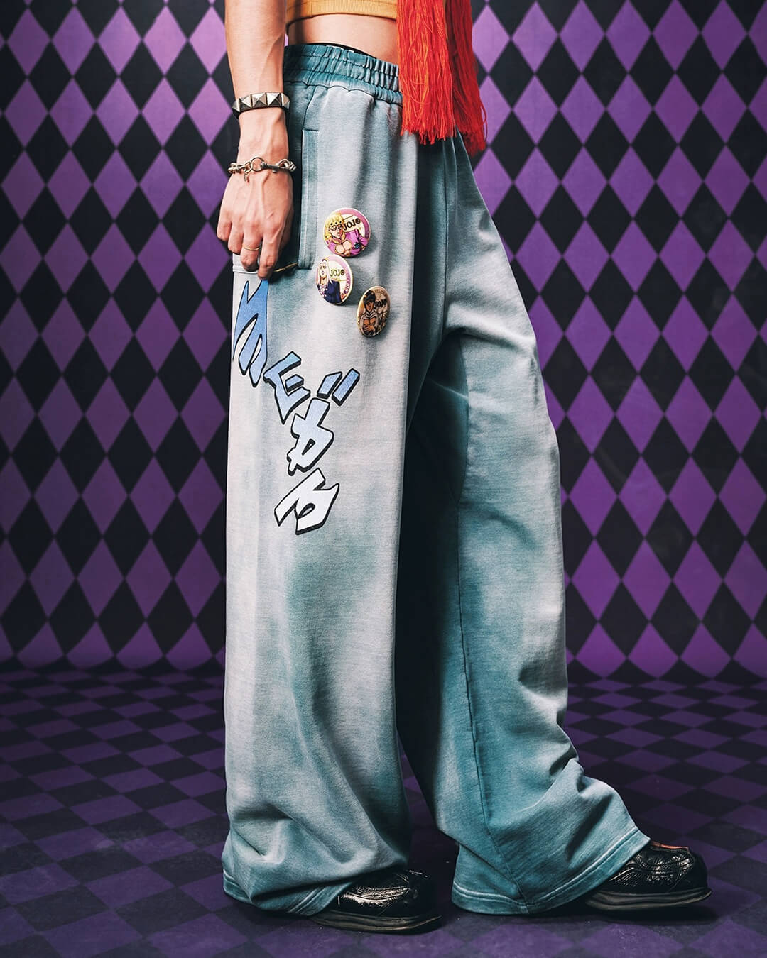 JOJO  Embroidered Print Washed Sweatpants-Coordom