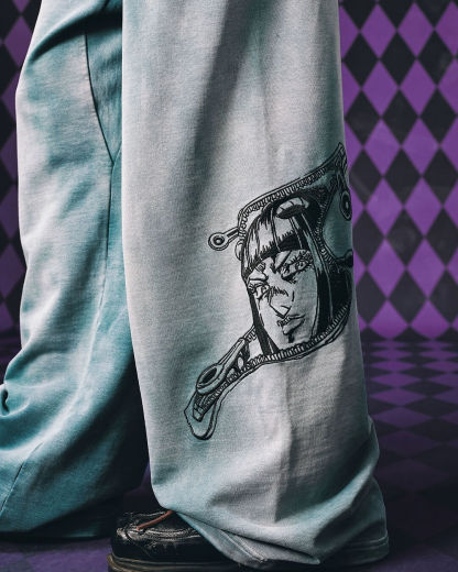 JOJO  Embroidered Print Washed Sweatpants-Coordom