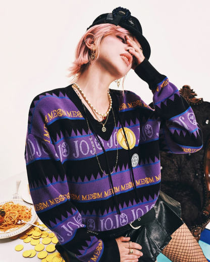 JOJO  Striped V Neck Knit Sweater-Coordom