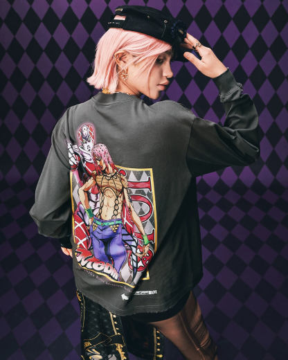 JOJO  Washed Distressed Character Print Long Sleeve Tee-Coordom
