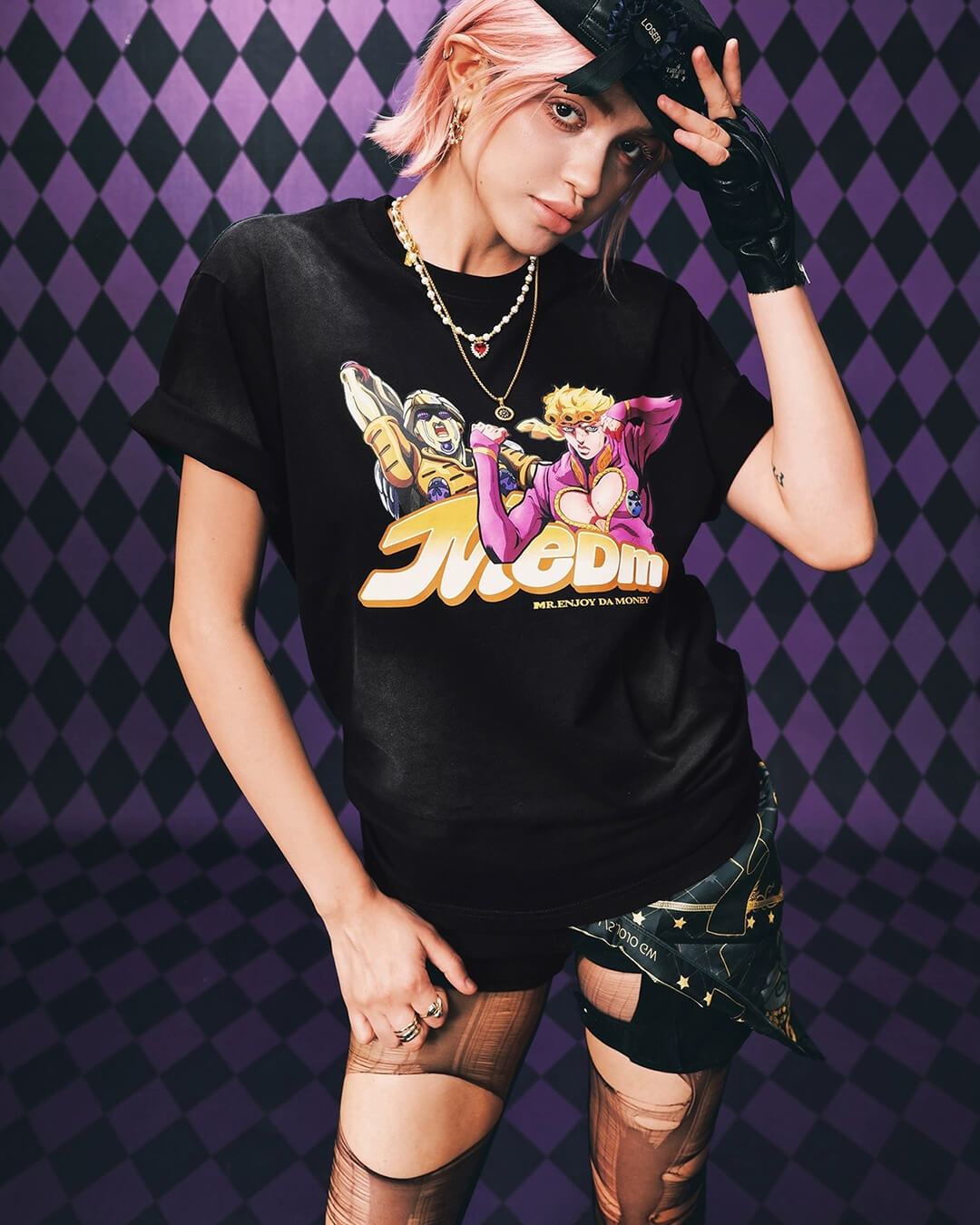 JOJO  Washed Distressed Character Print Tee-Coordom