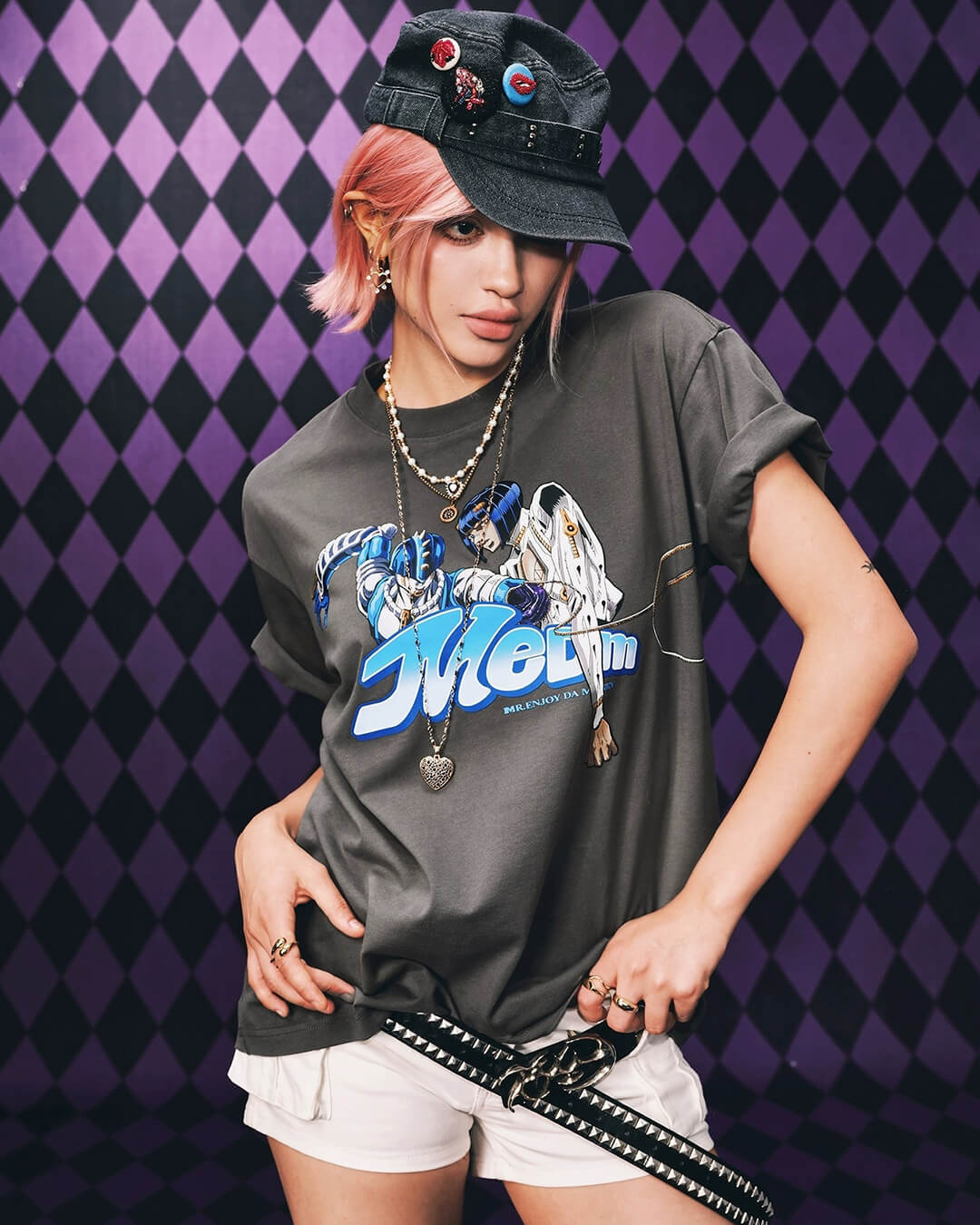 JOJO  Washed Distressed Character Print Tee-Coordom