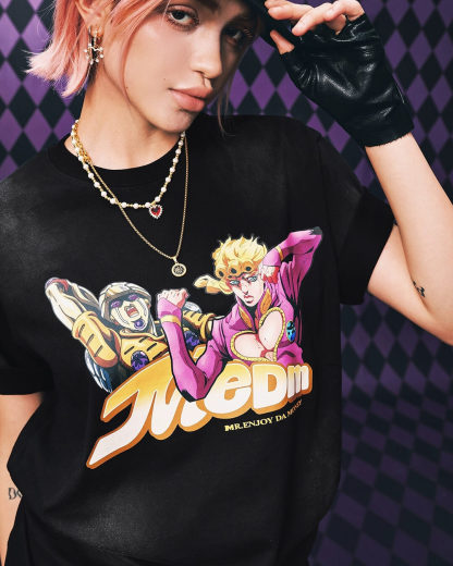 JOJO  Washed Distressed Character Print Tee-Coordom