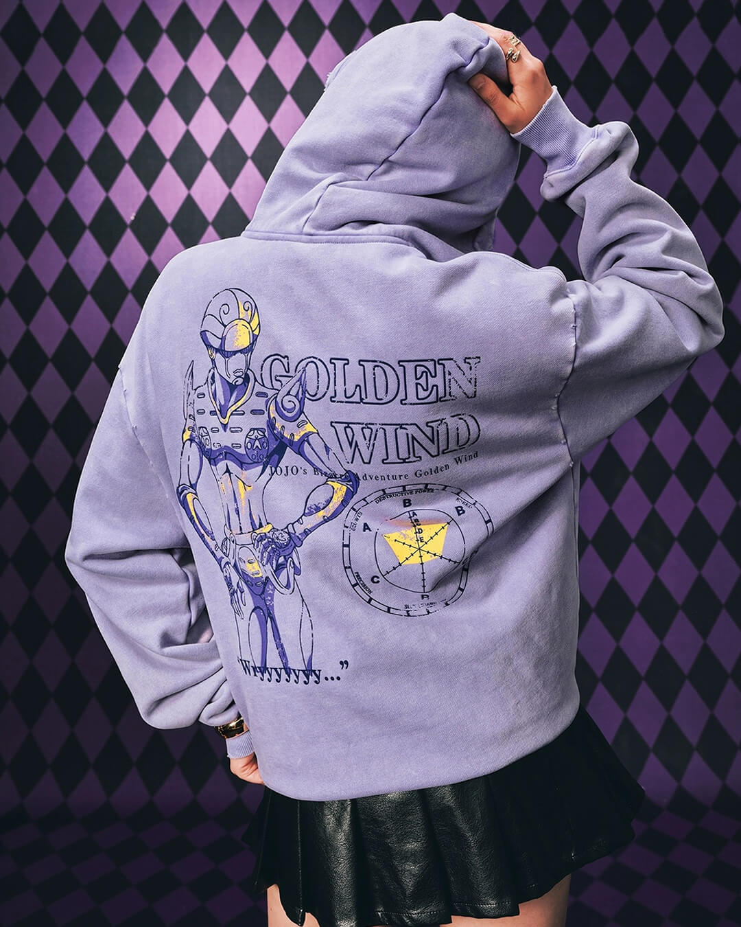 JOJO  Washed Graphic Print Zip Up Hoodie-Coordom