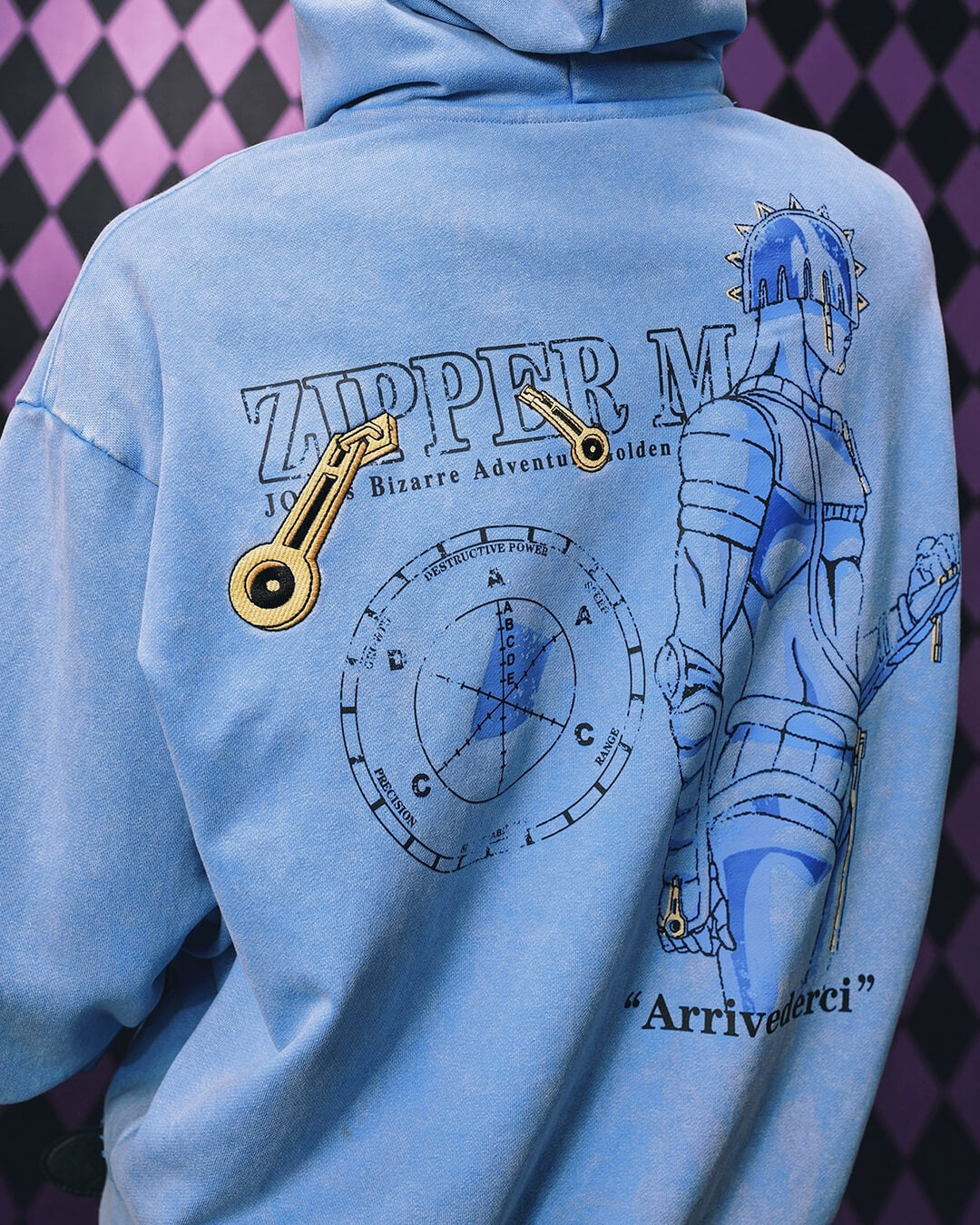 JOJO  Washed Graphic Print Zip Up Hoodie-Coordom