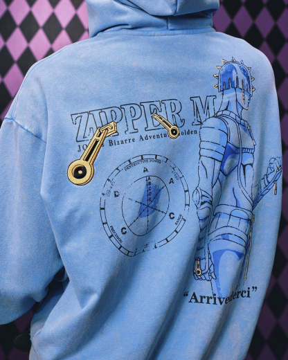 JOJO  Washed Graphic Print Zip Up Hoodie-Coordom