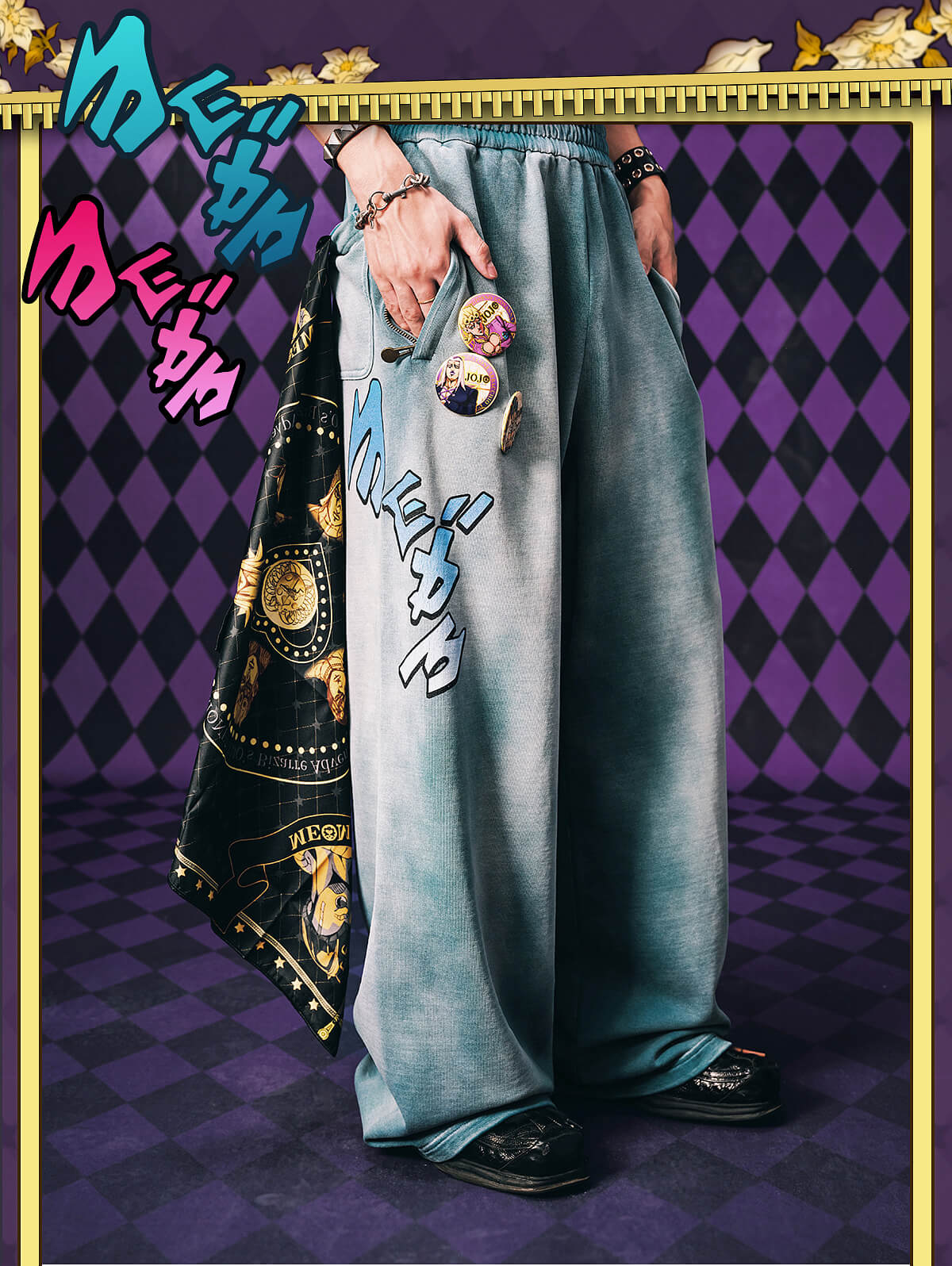 JOJO  Embroidered Print Washed Sweatpants-Coordom