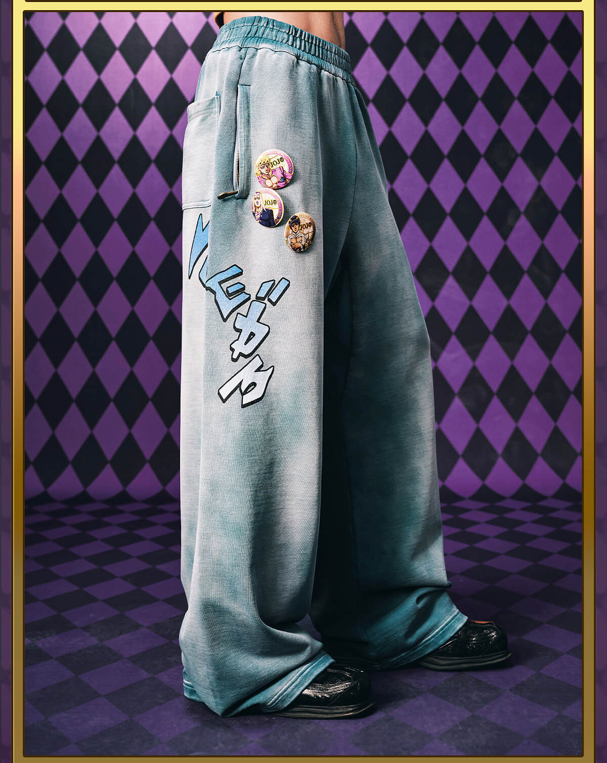 JOJO  Embroidered Print Washed Sweatpants-Coordom