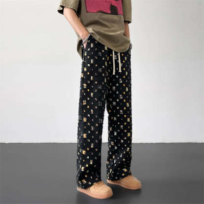 Pixel Grid Cotton Pants-Coordom