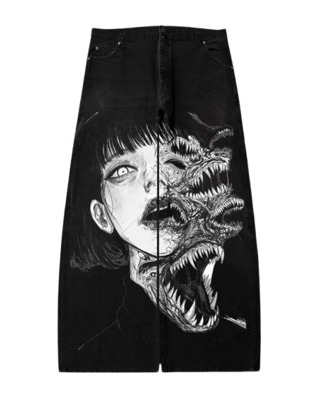 "BODY HORROR" - Japanese Streetwear Anime Jeans | 5 Options-Coordom