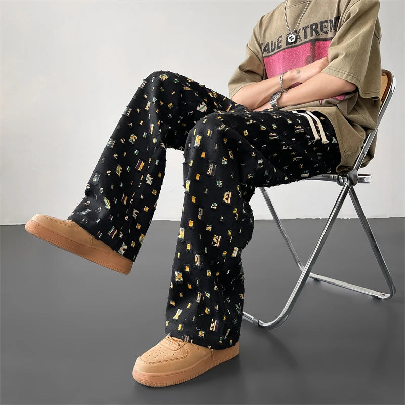 Pixel Grid Cotton Pants-Coordom