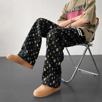 Pixel Grid Cotton Pants-Coordom