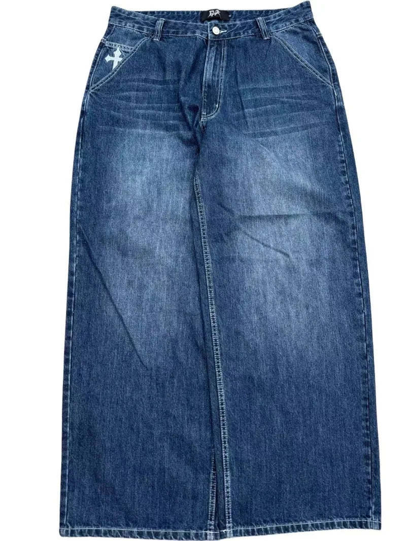 BLUE WASHED CRUCIFIX JEANS-Coordom