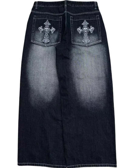 WASHED CRUCIFIX JEANS-Coordom