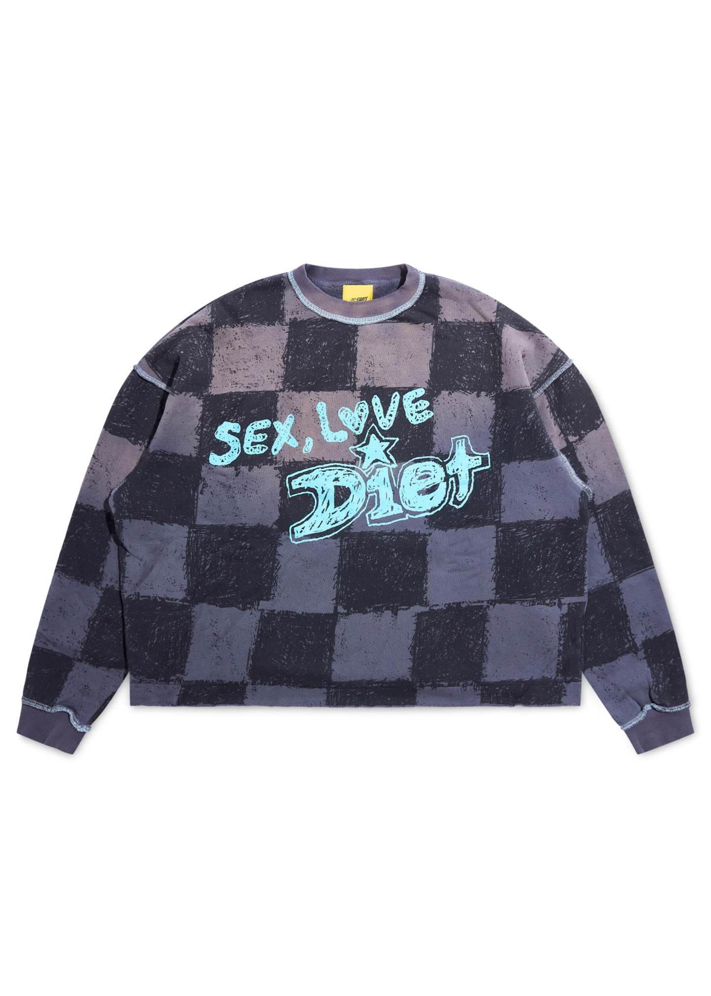 SL&D Crewneck Sweatshirt - Checkered Grey|Streetwear Oversized Vintage Casual Wear-Coordom