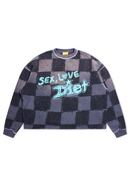 SL&D Crewneck Sweatshirt - Checkered Grey|Streetwear Oversized Vintage Casual Wear-Coordom