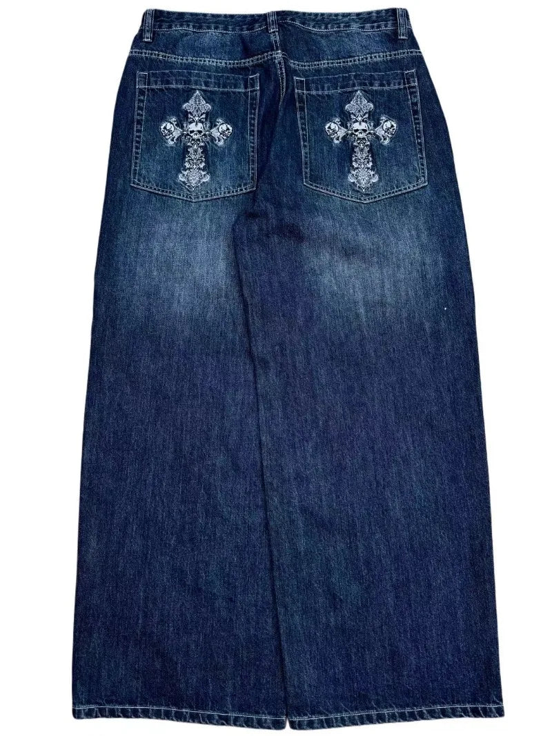BLUE WASHED CRUCIFIX JEANS-Coordom