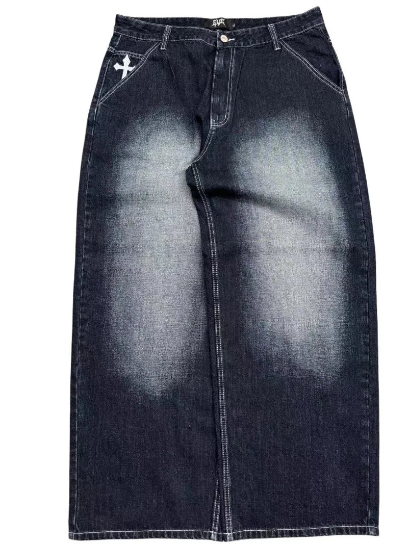 WASHED CRUCIFIX JEANS-Coordom