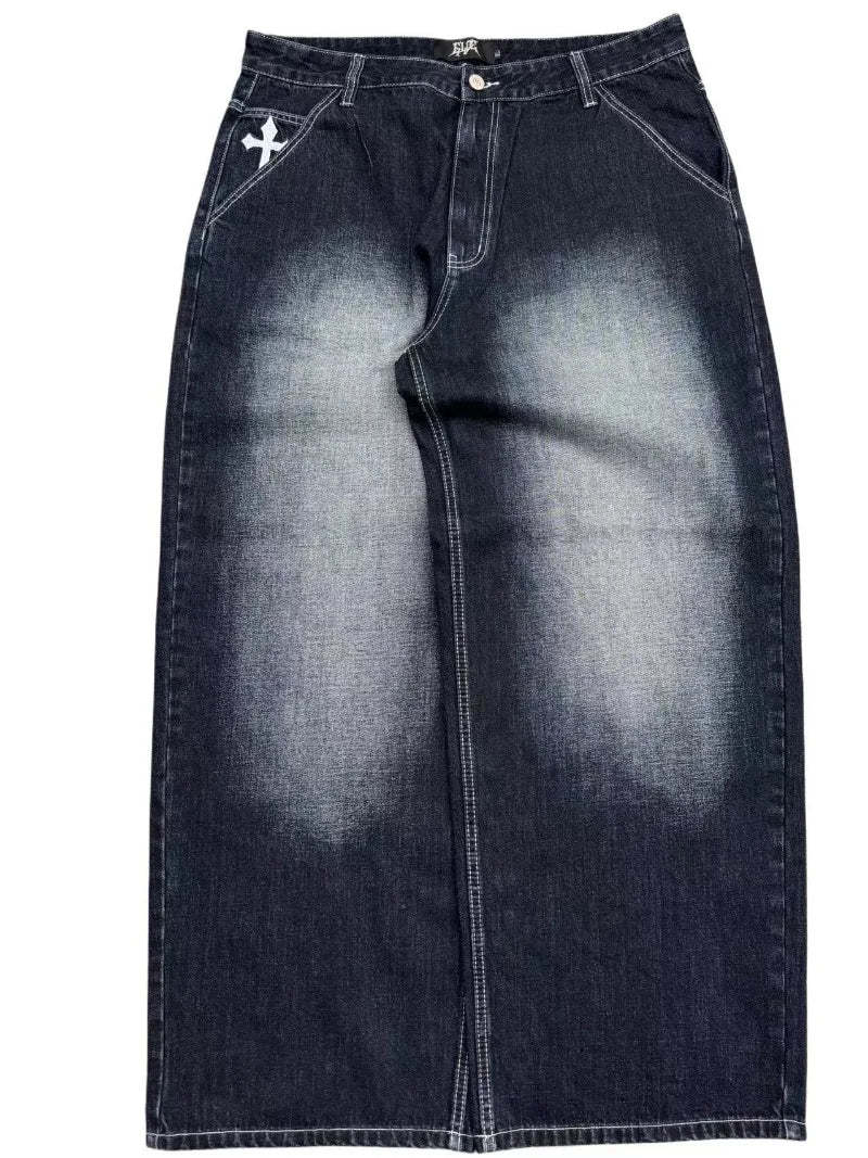 WASHED CRUCIFIX JEANS-Coordom