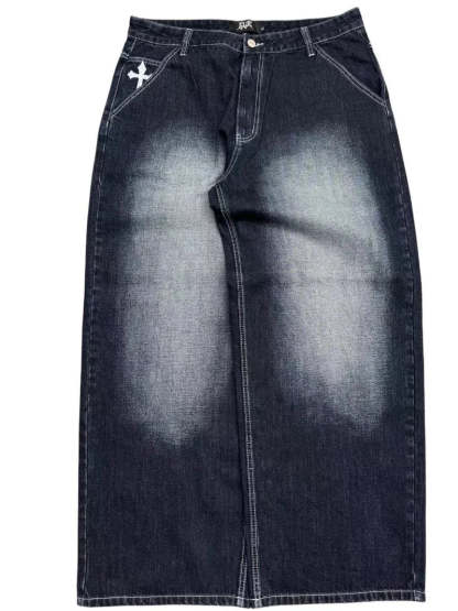 WASHED CRUCIFIX JEANS-Coordom