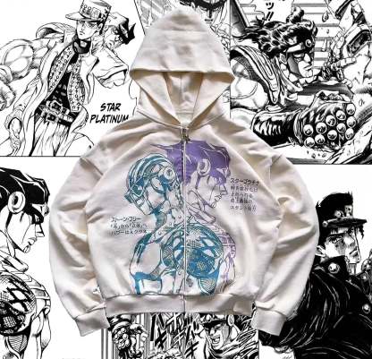 JOJO Star Platinum Zip Up Hoodie-Coordom