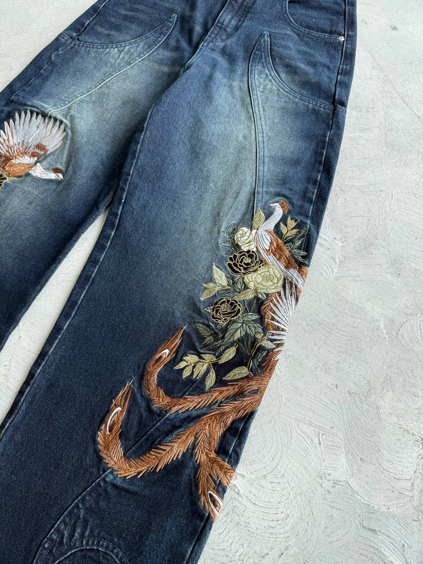 Embroidered Denim Jeans-Coordom
