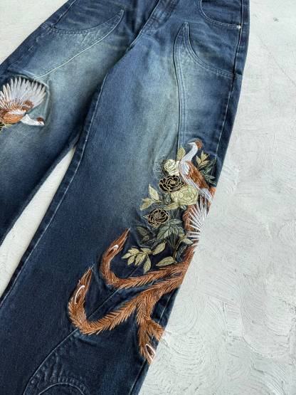Embroidered Denim Jeans-Coordom