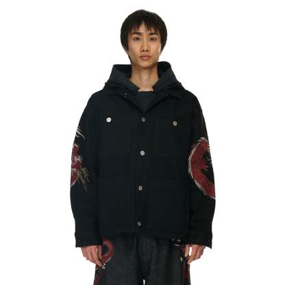 "yakuza" denim Jacket black-Coordom