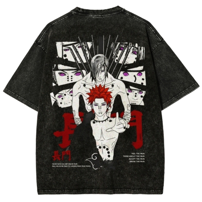 Naruto Pain Nagato Unisex Fit Washed T-Shirt 2508007820-Coordom