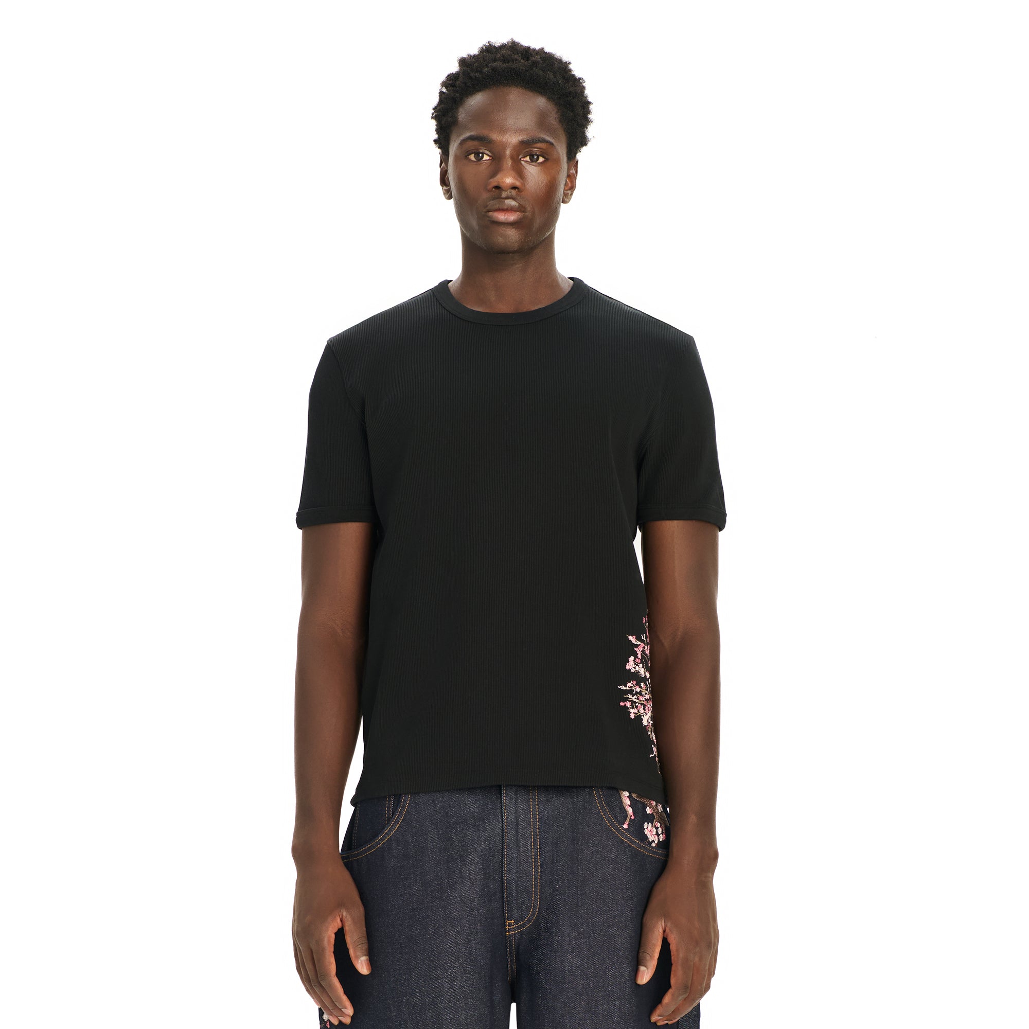 "blossom v3" ribbed T Shirt black-Coordom